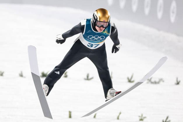 OLYMPICS - Winter Olympic Games, Olympische Spiele, Olympia, OS Milano Cortina 2026 VAL DI FIEMME,ITALY,09.FEB.26 - OLYMPICS, Ski jumping, Skispringen, Ski, nordisch - Winter Olympic Games Milano Cortina 2026, normal hill, men, individual. Image shows Marius Lindvik (NOR).  GEPAxpictures xMatthiasxTrinkl