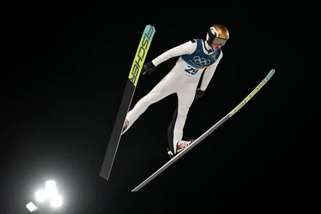 Predazzo, Italy, February 09th 2026. Jason Colby of United States of America in action during the Ski jumping, Skispringen, Ski, nordisch Mens Normal Hill Individual competition of the Olympic Winter games, Winterspiele,Spiele, Summer games 2026 in Predazzo, Italy. (Photo by Igor Kupljenik Sports Press Photo)  Copyright: xIgorxKupljenikx xSPPx Sportspressphoto_SPR90618