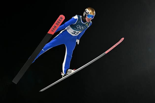 Predazzo, Italy, February 09th 2026. Timi Zajc of Slovenia in action during the Ski jumping, Skispringen, Ski, nordisch Mens Normal Hill Individual competition of the Olympic Winter games, Winterspiele,Spiele, Summer games 2026 in Predazzo, Italy. (Photo by Igor Kupljenik Sports Press Photo)  Copyright: xIgorxKupljenikx xSPPx Sportspressphoto_SPR90619