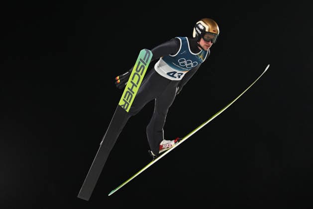 Predazzo, Italy, February 09th 2026. Felix Hoffmann of Germany in action during the Ski jumping, Skispringen, Ski, nordisch Mens Normal Hill Individual competition of the Olympic Winter games, Winterspiele,Spiele, Summer games 2026 in Predazzo, Italy. (Photo by Igor Kupljenik Sports Press Photo)  Copyright: xIgorxKupljenikx xSPPx Sportspressphoto_SPR90625