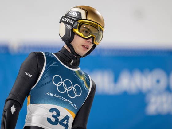 OLYMPICS - Winter Olympic Games, Olympische Spiele, Olympia, OS Milano Cortina 2026 VAL DI FIEMME,ITALY,09.FEB.26 - OLYMPICS, Ski jumping, Skispringen, Ski, nordisch - Winter Olympic Games Milano Cortina 2026, normal hill, men, individual. Image shows sJohann Valentin Foubert (FRA).  GEPAxpictures xOliverxLerch