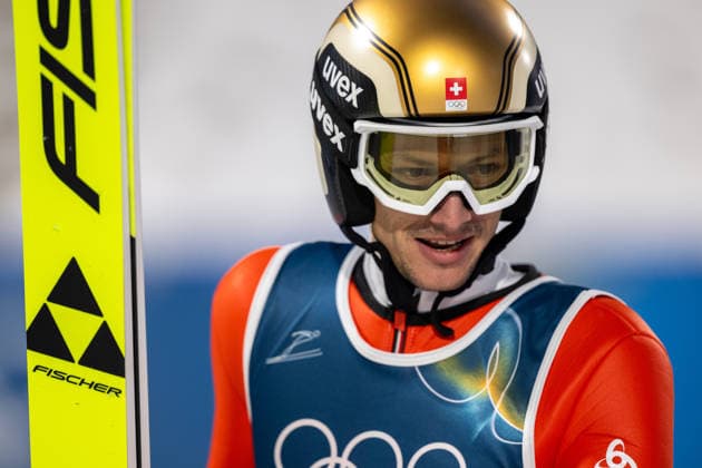OLYMPICS - Winter Olympic Games, Olympische Spiele, Olympia, OS Milano Cortina 2026 VAL DI FIEMME,ITALY,09.FEB.26 - OLYMPICS, Ski jumping, Skispringen, Ski, nordisch - Winter Olympic Games Milano Cortina 2026, normal hill, men, individual. Image shows the rejoicing of Gregor Deschwanden (SUI).  GEPAxpictures xOliverxLerch
