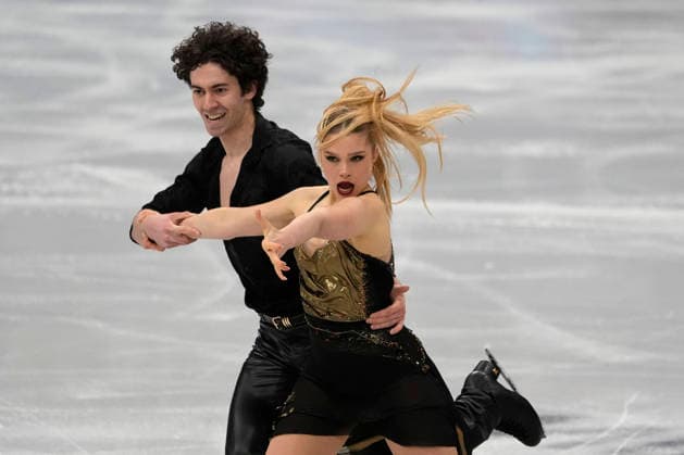 Sofia Val and Asaf Kazimov of Spain during the Ice Dance Rhythm Dance Individual Event at the Milano Figure skating, Eiskunstlauf Arena in Milan, Italy on Monday, February 9, 2026.  OLY20260209100 RichardxEllis