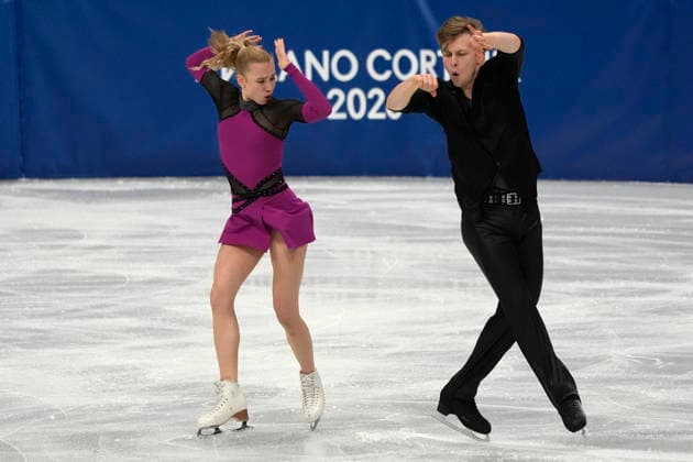 Milla Ruud Reitan and Nikolaj Majorov of Sweden during the Ice Dance Rhythm Dance Individual Event at the Milano Figure skating, Eiskunstlauf Arena in Milan, Italy on Monday, February 9, 2026.  OLY20260209109 RichardxEllis