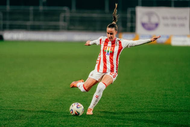 09.02.26, Frauen, Fussball, Google Pixel Frauen Bundesliga, Saison 2025 2026, 1. FC Köln - SGS Essen, 17. Spieltag Vanessa Leimenstoll ( 29 - 1. FC Köln) Schuss Köln Franz-Kremer-Stadion NRW Deutschland