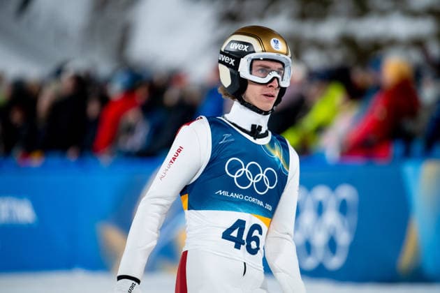 TSCHOFENIG Daniel (Oesterreich), ITA, Olympische Spiele Milano Cortina 2026, Olympia, Skispringen, Normalschanze Einzel Herren, 09.02.2026 ITA, Olympische Spiele Milano Cortina 2026, Olympia, Skispringen, Normalschanze Einzel Herren, 09.02.2026 Predazzo *** TSCHOFENIG Daniel Oesterreich , ITA, Olympic Games Milano Cortina 2026, Olympic Games, Ski Jumping, Normal Hill Individual Men, 09 02 2026 ITA, Olympic Games Milano Cortina 2026, Olympic Games, Ski Jumping, Normal Hill Individual Men, 09 02 2026 Predazzo Copyright: xEibner-Pressefoto Memmlerx EP_MMR
