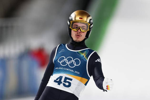 Olympische Winterspiele Milano Cortina 2026 Skispringen Normalschanze Einzel Männer am 09.02.2026 an der Predazzo Ski jumping, Skispringen, Ski, nordisch Stadium in Predazzo Philipp Raimund ( Deutschland ) *** Olympic Winter Games Milano Cortina 2026 Ski Jumping Normal Hill Individual Men on 09 02 2026 at the Predazzo Ski Jumping Stadium in Predazzo Philipp Raimund Germany xMSx