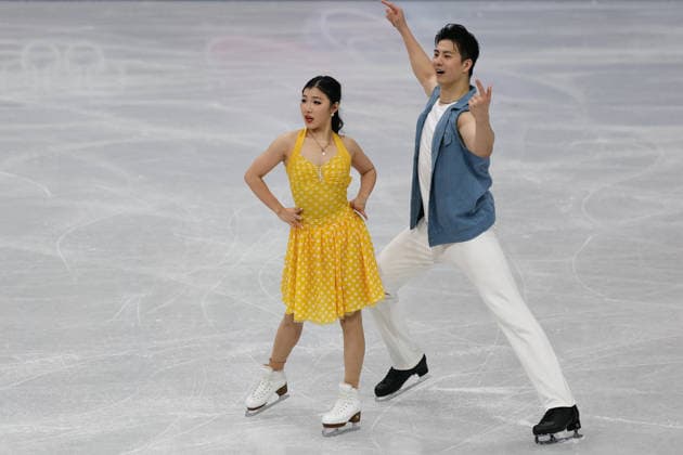 Winter Olympics - Figure skating, Eiskunstlauf Team Event Ice Dance-Rhythm Dance - Milan Liu Xinyu and Wang Shiyue of Team China compete in the figure skating team event ice dance-rhythm dance during the Milano Cortina 2026 Winter Olympic Games, Olympische Spiele, Olympia, OS at Milano Ice Skating Arena in Milan on February 9, 2026. Photo by Alexis Jumeau ABACAPRESS.COM Milan Italy  Copyright: xJMP ABACAx