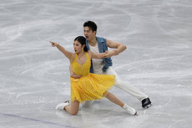 Winter Olympics - Figure skating, Eiskunstlauf Team Event Ice Dance-Rhythm Dance - Milan Liu Xinyu and Wang Shiyue of Team China compete in the figure skating team event ice dance-rhythm dance during the Milano Cortina 2026 Winter Olympic Games, Olympische Spiele, Olympia, OS at Milano Ice Skating Arena in Milan on February 9, 2026. Photo by Alexis Jumeau ABACAPRESS.COM Milan Italy  Copyright: xJMP ABACAx
