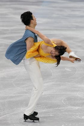 Winter Olympics - Figure skating, Eiskunstlauf Team Event Ice Dance-Rhythm Dance - Milan Liu Xinyu and Wang Shiyue of Team China compete in the figure skating team event ice dance-rhythm dance during the Milano Cortina 2026 Winter Olympic Games, Olympische Spiele, Olympia, OS at Milano Ice Skating Arena in Milan on February 9, 2026. Photo by Alexis Jumeau ABACAPRESS.COM Milan Italy  Copyright: xJMP ABACAx
