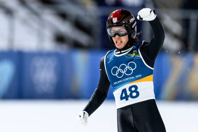 260209 Ren Nikaido of Japan celebrates while competing in the second run in the men s normal hill individual Ski jumping, Skispringen, Ski, nordisch test run during day 3 of the 2026 Winter Olympics on February 9, 2026 in Predazzo. Photo: Maxim Thore BILDBYRAN kod MT MT0968 backhoppning ski jumping skihopping Olympic Games, Olympische Spiele, Olympia, OS olympics winter olympics os ol olympiska spel vinter-os olympiske leker milano cortina 2026 milan cortina 2026 milano cortina 2026 olympic games milano cortina 2026 winter olympic games milano cortina-os milano cortina-ol vinter-ol 3 bbeng jubel *** 260209 Ren Nikaido of Japan celebrates while competing in the second run in the men s normal hill individual ski jumping test run during day 3 of the 2026 Winter Olympics on February 9, 2026 in Predazzo Photo Maxim Thore BILDBYRAN kod MT MT0968 backhoppning ski jumping skihopping olympic games olympics winter olympics os ol olympiska spel vinter os olympiske leker milano cortina 2026 milan cortina 2026 milano cortina 2026 olympic games milano cortina 2026 winter olympic games milano cortina os milano cortina ol vinter ol 3 bbeng jubel  Copyright: MAXIMxTHORE BB260209MT143