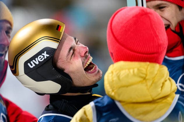 260209 Philipp Raimund of Germany celebrates after competing in the second run in the men s normal hill individual Ski jumping, Skispringen, Ski, nordisch test run during day 3 of the 2026 Winter Olympics on February 9, 2026 in Predazzo. Photo: Maxim Thore BILDBYRAN kod MT MT0968 backhoppning ski jumping skihopping Olympic Games, Olympische Spiele, Olympia, OS olympics winter olympics os ol olympiska spel vinter-os olympiske leker milano cortina 2026 milan cortina 2026 milano cortina 2026 olympic games milano cortina 2026 winter olympic games milano cortina-os milano cortina-ol vinter-ol 3 bbeng jubel *** 260209 Philipp Raimund of Germany celebrates after competing in the second run in the men s normal hill individual ski jumping test run during day 3 of the 2026 Winter Olympics on February 9, 2026 in Predazzo Photo Maxim Thore BILDBYRAN kod MT MT0968 backhoppning ski jumping skihopping olympic games olympics winter olympics os ol olympiska spel vinter os olympiske leker milano cortina 2026 milan cortina 2026 milano cortina 2026 olympic games milano cortina 2026 winter olympic games milano cortina os milano cortina ol vinter ol 3 bbeng jubel  Copyright: MAXIMxTHORE BB260209MT150