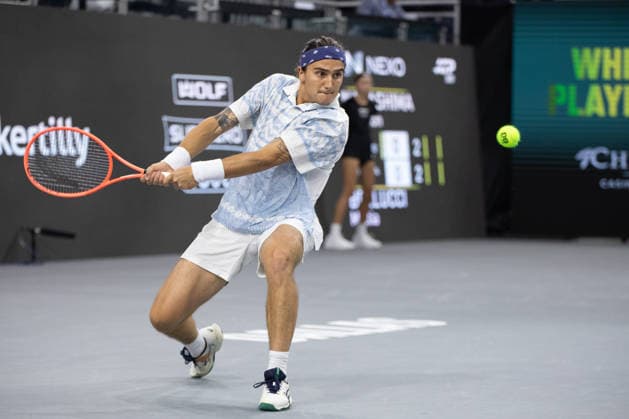 February 9, 2026, Frisco, Texas, USA: MATTIA BELLUCI (ITA) returns with a forehand during a menÃ¢â‚¬â ¢s singles match at 2026 Nexo Dallas Open at The Ford Center at The Star in Frisco, Texas. Nakishima defeated Bellucci, 6:3, 6:4. Tennis 2026: Dallas Open: Nakishima 6:3, 6:4 Belluci  - ZUMAh193 20260209_zsp_h193_003 Copyright: xDanielxMcGregor-Huyerx