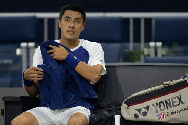 February 9, 2026, Frisco, Texas, USA: BRANDON NAKASHIMA (USA) grabs a towel during a menÃ¢â‚¬â ¢s singles match at 2026 Nexo Dallas Open at The Ford Center at The Star in Frisco, Texas. Nakishima defeated Bellucci, 6:3, 6:4. Frisco USA - ZUMAh193 20260209_zsp_h193_016 Copyright: xDanielxMcGregor-Huyerx