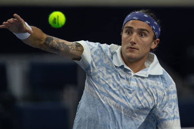 February 9, 2026, Frisco, Texas, USA: MATTIA BELLUCI (ITA) looks to volley during a menÃ¢â‚¬â ¢s singles match at 2026 Nexo Dallas Open at The Ford Center at The Star in Frisco, Texas. Nakishima defeated Bellucci, 6:3, 6:4. Tennis 2026: Dallas Open: Nakishima 6:3, 6:4 Belluci  - ZUMAh193 20260209_zsp_h193_015 Copyright: xDanielxMcGregor-Huyerx
