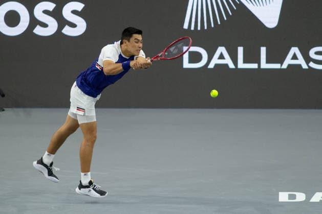 February 9, 2026, Frisco, Texas, USA: BRANDON NAKASHIMA (USA) uses a forehand during a menÃ¢â‚¬â ¢s singles match at 2026 Nexo Dallas Open at The Ford Center at The Star in Frisco, Texas. Nakishima defeated Bellucci, 6:3, 6:4. Tennis 2026: Dallas Open: Nakishima 6:3, 6:4 Belluci  - ZUMAh193 20260209_zsp_h193_026 Copyright: xDanielxMcGregor-Huyerx