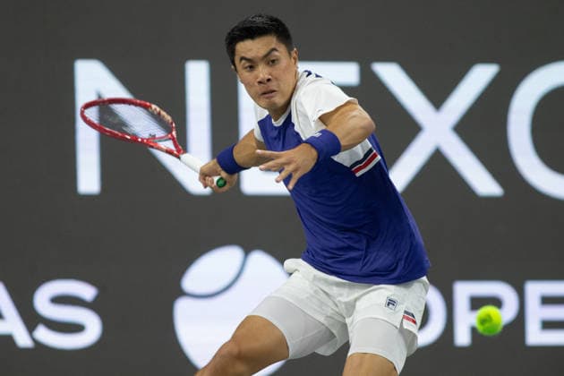 February 9, 2026, Frisco, Texas, USA: BRANDON NAKASHIMA (USA) uses a forehand during a menÃ¢â‚¬â ¢s singles match at 2026 Nexo Dallas Open at The Ford Center at The Star in Frisco, Texas. Nakishima defeated Bellucci, 6:3, 6:4. Frisco USA - ZUMAh193 20260209_zsp_h193_022 Copyright: xDanielxMcGregor-Huyerx