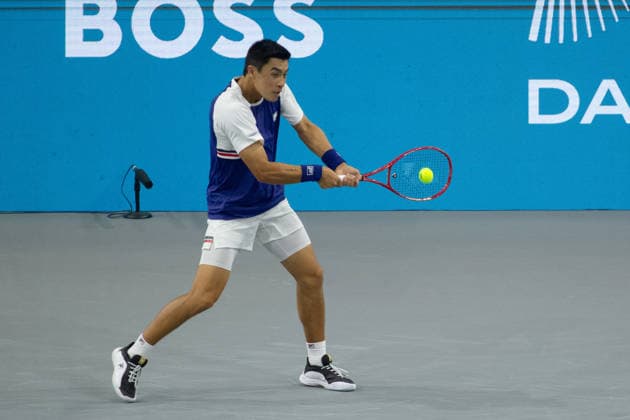 February 9, 2026, Frisco, Texas, USA: BRANDON NAKASHIMA (USA) uses a forehand during a menÃ¢â‚¬â ¢s singles match at 2026 Nexo Dallas Open at The Ford Center at The Star in Frisco, Texas. Nakishima defeated Bellucci, 6:3, 6:4. Frisco USA - ZUMAh193 20260209_zsp_h193_025 Copyright: xDanielxMcGregor-Huyerx