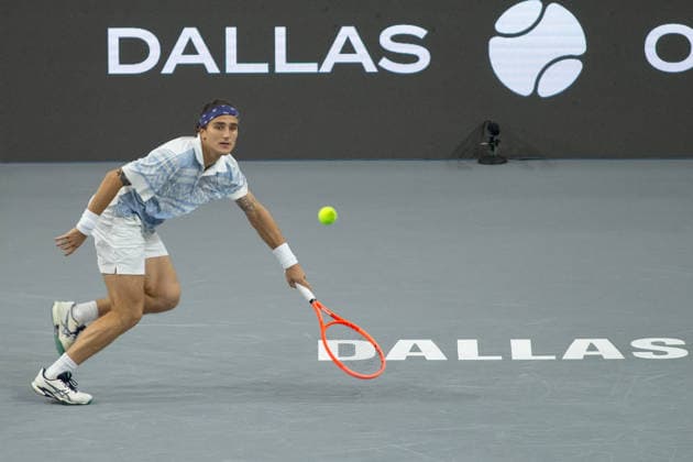 February 9, 2026, Frisco, Texas, USA: MATTIA BELLUCI (ITA) uses a forehand during a menÃ¢â‚¬â ¢s singles match at 2026 Nexo Dallas Open at The Ford Center at The Star in Frisco, Texas. Nakishima defeated Bellucci, 6:3, 6:4. Frisco USA - ZUMAh193 20260209_zsp_h193_027 Copyright: xDanielxMcGregor-Huyerx