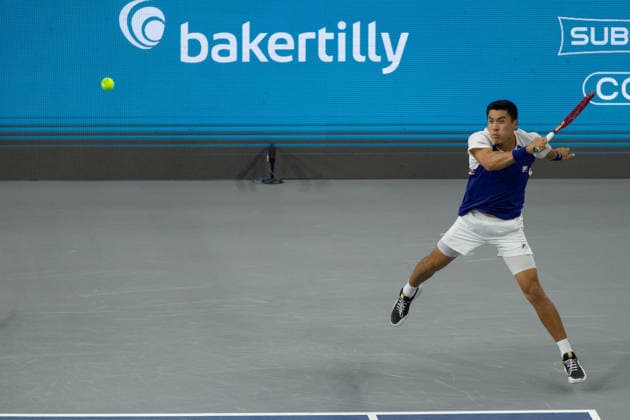 February 9, 2026, Frisco, Texas, USA: BRANDON NAKASHIMA (USA) uses a forehand during a menÃ¢â‚¬â ¢s singles match at 2026 Nexo Dallas Open at The Ford Center at The Star in Frisco, Texas. Nakishima defeated Bellucci, 6:3, 6:4. Tennis 2026: Dallas Open: Nakishima 6:3, 6:4 Belluci  - ZUMAh193 20260209_zsp_h193_045 Copyright: xDanielxMcGregor-Huyerx