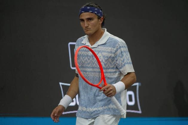 February 9, 2026, Frisco, Texas, USA: MATTIA BELLUCI (ITA) reacts during a menÃ¢â‚¬â ¢s singles match at 2026 Nexo Dallas Open at The Ford Center at The Star in Frisco, Texas. Nakishima defeated Bellucci, 6:3, 6:4. Frisco USA - ZUMAh193 20260209_zsp_h193_039 Copyright: xDanielxMcGregor-Huyerx