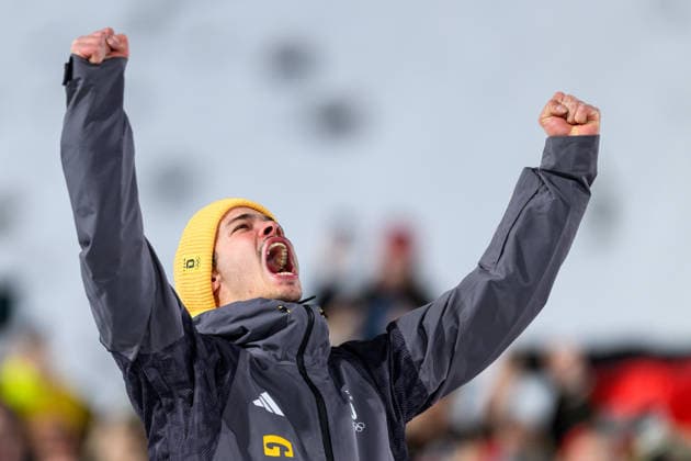 260209 Philipp Raimund of Germany celebrates winning in in the men s normal hill individual Ski jumping, Skispringen, Ski, nordisch test run during day 3 of the 2026 Winter Olympics on February 9, 2026 in Predazzo. Photo: Maxim Thore BILDBYRAN kod MT MT0968 backhoppning ski jumping skihopping Olympic Games, Olympische Spiele, Olympia, OS olympics winter olympics os ol olympiska spel vinter-os olympiske leker milano cortina 2026 milan cortina 2026 milano cortina 2026 olympic games milano cortina 2026 winter olympic games milano cortina-os milano cortina-ol vinter-ol 3 bbeng jubel *** 260209 Philipp Raimund of Germany celebrates winning in in the men s normal hill individual ski jumping test run during day 3 of the 2026 Winter Olympics on February 9, 2026 in Predazzo Photo Maxim Thore BILDBYRAN kod MT MT0968 backhoppning ski jumping skihopping olympic games olympics winter olympics os ol olympiska spel vinter os olympiske leker milano cortina 2026 milan cortina 2026 milano cortina 2026 olympic games milano cortina 2026 winter olympic games milano cortina os milano cortina ol vinter ol 3 bbeng jubel  Copyright: MAXIMxTHORE BB260209MT156