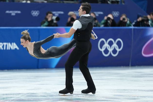 February 9, 2026, Milan, ITALY: Marie-Jade Lauriault and Romain Le Gac compete in the Figure skating, Eiskunstlauf Ice Dance Rhythm Dance event during the 2026 Milan Cortina Winter Olympics in Milan, Italy on Monday, February 9, 2026. Canada News - February 9, 2026  - ZUMAc35_ 20260209_zaf_c35_150 Copyright: xNathanxDenettex