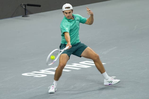 February 9, 2026, Frisco, Texas, USA: ZACHARY SVADJA (USA) uses a forehand during a menÃ¢â‚¬â ¢s singles match at 2026 Nexo Dallas Open at The Ford Center at The Star in Frisco, Texas. Fokina defeated Svadja 6:4, 7:6 Tennis 2026: Dallas Open: Fokina 6:4, 7:6 Svadja  - ZUMAh193 20260209_zsp_h193_063 Copyright: xDanielxMcGregor-Huyerx
