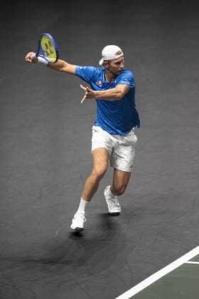 ROTTERDAM, NETHERLANDS - FEBRUARY 09: Nicolai Budkov Kjaer of Norway in action against Jaume Munar of Spain on Day 1 of the ABN AMRO Open at Rotterdam Ahoy on February 9, 2026 in Rotterdam, Netherlands. (Photo by Andy Astfalck) Netherlands Copyright: xAndyxAstfalckx