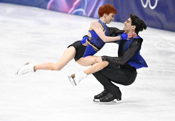 Winter Olympics - Evgeniia Lopareva and Geoffrey Brissaud At Figure skating, Eiskunstlauf Team Event Ice Dance-Rhythm Dance - Milan Evgeniia Lopareva and partner Geoffrey Brissaud of Team France compete in Ice Dance - Rhythm Dance Qualification on day three of the Milano Cortina 2026 Winter Olympic Games, Olympische Spiele, Olympia, OS at Milano Ice Skating Arena on February 9, 2026 in Milan, Italy. Photo by JMP ABACAPRESS.COM Milan Italy  Copyright: xJMP ABACAx