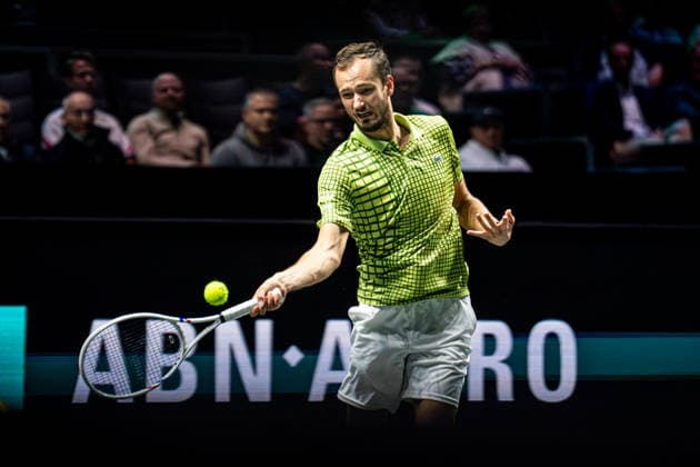 2026-02-09 ABN AMRO Open - Day One ROTTERDAM, NETHERLANDS - FEBRUARY 9: Daniil Medvedev competing during Day One of the ABN AMRO Open at Rotterdam Ahoy on February 9, 2026 in Rotterdam, Netherlands. (Photo by Gabriel Calvino Alonso BSR Agency) Rotterdam Netherlands Content not available for redistribution in The Netherlands directly or indirectly through any third parties. Copyright: xBSRxAgencyx