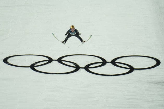 Milano Cortina 2026 Winter Olympics VAL DI FIEMME, ITALY - FEBRUARY 09: An athlete competes during the Men s Ski jumping, Skispringen, Ski, nordisch on day three of the Milano Cortina 2026 Winter Olympic Games, Olympische Spiele, Olympia, OS at Predazzo Ski Jumping Stadium in Val di Fiemme, Italy on February 09, 2026. Cemal Yurttas Anadolu Val di Fiemme Italy. Editorial use only. Please get in touch for any other usage.  Copyright: x2026xAnadoluxCemalxYurttasx