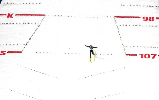 Ski jumping, Skispringen, Ski, nordisch - Milano Cortina 2026 Winter Olympics Day 3 Ren Nikaido of Team Japan during the Men s Ski Jumping normal hill Individual HS107 competition during day three of the Milano Cortina 2026 Winter Olympics at Predazzo Ski Jumping Stadium in Predazzo, Italy. Predazzo Italy  Copyright: xAndrzejxIwanczukx originalFilename:iwanczuk-skijumpi260209_npjOl.jpg
