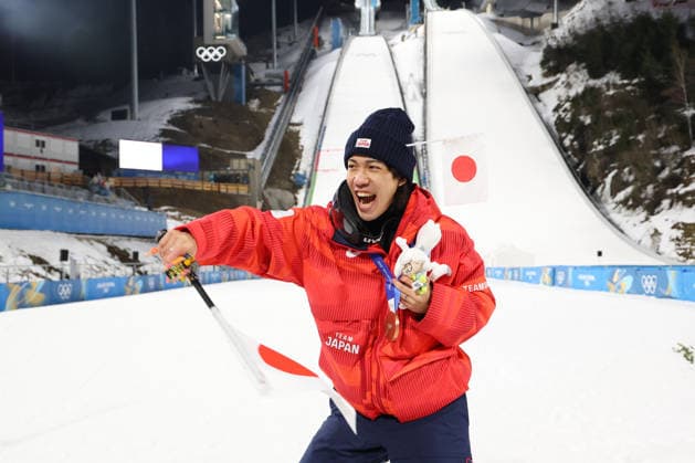 Ren Nikaido (JPN), FEBRUARY 9, 2026 - Ski jumping, Skispringen, Ski, nordisch : Men s Individual Normal Hill Medal ceremony during the Milano Cortina 2026 Olympic Winter games, Winterspiele,Spiele, Summer games at Predazzo Ski Jumping Stadium in Predazzo, Italy. Noxthirdxpartyxsales  aflo_319157137