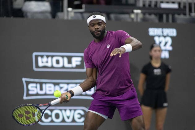 February 9, 2026, Frisco, Texas, USA: FRANCIS TIAFOE (USA) uses a forehand during a menÃ¢â‚¬â ¢s singles match at 2026 Nexo Dallas Open at The Ford Center at The Star in Frisco, Texas. Tiafoe defeated Atmane 4:6, 6:2, 6:2. Tennis 2026: Dallas Open: Atmane 4:6, 6:2, 6:2 Tiafoe  - ZUMAh193 20260209_zsp_h193_104 Copyright: xDanielxMcGregor-Huyerx