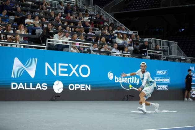 February 9, 2026, Frisco, Texas, USA: TERENCE ATMANE (FRA) uses a backhand during a menÃ¢â‚¬â ¢s singles match at 2026 Nexo Dallas Open at The Ford Center at The Star in Frisco, Texas. Tiafoe defeated Atmane 4:6, 6:2, 6:2. Tennis 2026: Dallas Open: Atmane 4:6, 6:2, 6:2 Tiafoe  - ZUMAh193 20260209_zsp_h193_139 Copyright: xDanielxMcGregor-Huyerx