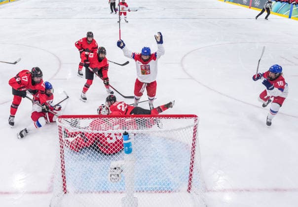 (260210) -- MILAN, Feb. 10, 2026 -- Mlynkova Natalie (2nd R) of the Czech Republic celebrates a score during the Ice hockey, Eishockey women s preliminary round group A match between Canada and the Czech Republic at the Milan-Cortina 2026 Olympic Winter games, Winterspiele,Spiele, Summer games in Milan, Italy, Feb. 9, 2026. ) (MICO2026) ITALY-MILAN-OLYMPIC WINTER GAMES-ICE HOCKEY-WOMEN-PRELIMINARY-CAN VS CZE SunxFei 