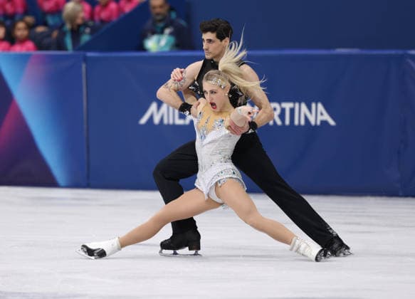 (260210) -- MILAN, Feb. 10, 2026 -- Piper Gilles(front) Paul Poirier of Canada perform during the rhythm dance of Figure skating, Eiskunstlauf ice dance competition at the Milan-Cortina 2026 Olympic Winter games, Winterspiele,Spiele, Summer games in Milan, Italy, Feb. 9, 2026. ) (MICO2026)ITALY-MILAN-OLYMPIC WINTER GAMES-FIGURE SKATING-ICE DANCE-RHYTHM DANCE ChenxYichen 