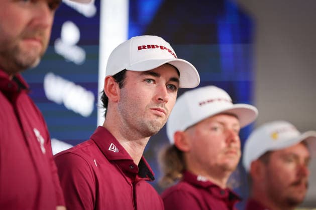 LIV GOLF PRESSER, Elvis Smylie, with team mates Marc Leishman, Cam Smith and Lucas Herbert of the Ripper GC Squad speak during a LIV Golf media opportunity at LIV Golf Adelaide Media Centre in Adelaide, South Australia, Tuesday, February 10, 2026. ( NO ARCHIVING Adelaide South Australia Australia  Copyright: xMattxTurnerx 20260210168351434145