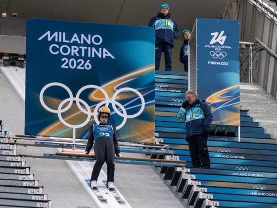 OLYMPICS - Winter Olympic Games, Olympische Spiele, Olympia, OS Milano Cortina 2026 VAL DI FIEMME,ITALY,10.FEB.26 - OLYMPICS, NORDIC SKIING, NORDIC COMBINED, Ski jumping, Skispringen, Ski, nordisch - Winter Olympic Games Milano Cortina 2026, normal hill, training . Image shows Einar Luraas Oftebro (NOR).  GEPAxpictures xOliverxLerch