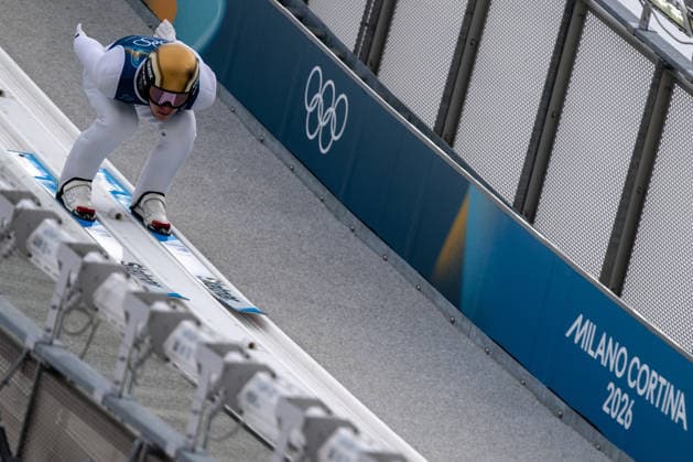 OLYMPICS - Winter Olympic Games, Olympische Spiele, Olympia, OS Milano Cortina 2026 VAL DI FIEMME,ITALY,10.FEB.26 - OLYMPICS, NORDIC SKIING, NORDIC COMBINED, Ski jumping, Skispringen, Ski, nordisch - Winter Olympic Games Milano Cortina 2026, normal hill, training . Image shows Vinzenz Geiger (GER).  GEPAxpictures xOliverxLerch