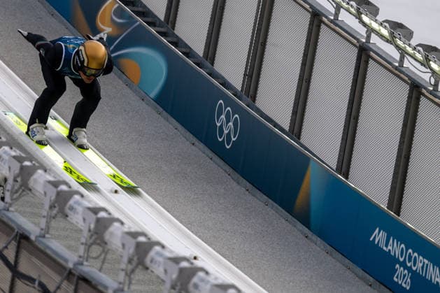OLYMPICS - Winter Olympic Games, Olympische Spiele, Olympia, OS Milano Cortina 2026 VAL DI FIEMME,ITALY,10.FEB.26 - OLYMPICS, NORDIC SKIING, NORDIC COMBINED, Ski jumping, Skispringen, Ski, nordisch - Winter Olympic Games Milano Cortina 2026, normal hill, training . Image shows Samuel Costa (ITA).  GEPAxpictures xOliverxLerch