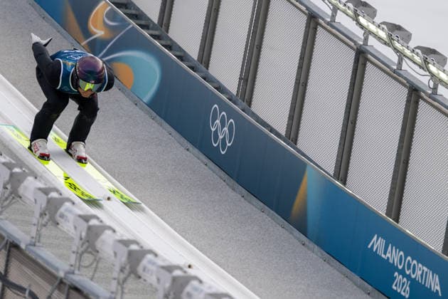 OLYMPICS - Winter Olympic Games, Olympische Spiele, Olympia, OS Milano Cortina 2026 VAL DI FIEMME,ITALY,10.FEB.26 - OLYMPICS, NORDIC SKIING, NORDIC COMBINED, Ski jumping, Skispringen, Ski, nordisch - Winter Olympic Games Milano Cortina 2026, normal hill, training . Image shows Niklas Malacinski (USA).  GEPAxpictures xOliverxLerch