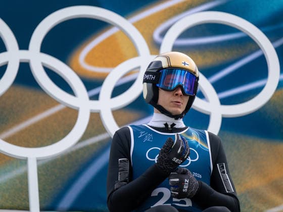 OLYMPICS - Winter Olympic Games, Olympische Spiele, Olympia, OS Milano Cortina 2026 VAL DI FIEMME,ITALY,10.FEB.26 - OLYMPICS, NORDIC SKIING, NORDIC COMBINED, Ski jumping, Skispringen, Ski, nordisch - Winter Olympic Games Milano Cortina 2026, normal hill, training . Image shows Eero Hirvonen (FIN).  GEPAxpictures xOliverxLerch