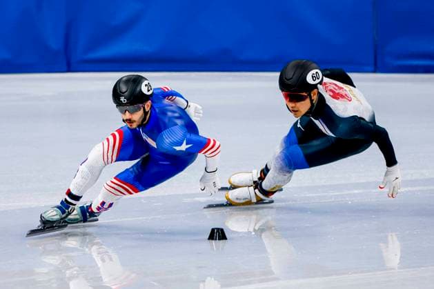 Clayton De Clemente of United States of America and Kazuki Yoshinaga of Japan Men s 1000m, Milano Cortina 2026 Winter Olympics: Day 4, Short Track Speed skating, Eisschnelllauf - Milano Cortina 2026 Winter Olympics: Day 4, Milano Speed Skating Stadium, February 10, 2026, Milan, Italy.
