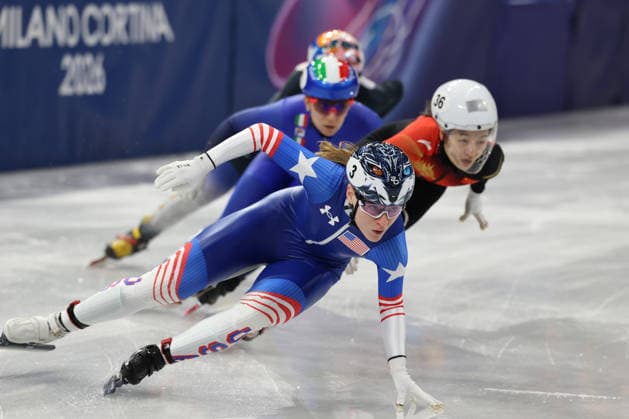 February 10, 2026, Milan, Lombardy, Italy: CORINNE STODDARD of USA in the Women 500m heats of the Short Track Speed skating, Eisschnelllauf at the Milano Cortina 2026 Winter Olympic Games, Olympische Spiele, Olympia, OS Olympics 2026: Milano Cortina: Short Track Speed Skating  - ZUMAc179 20260210_oly_c179_014 Copyright: xMickaelxChavetx