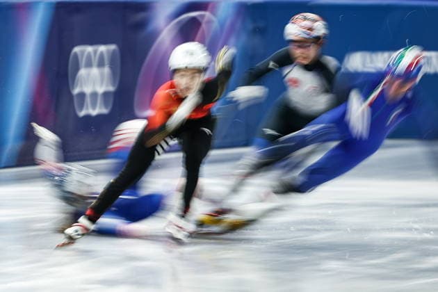 ITALY, MILAN - FEBRUARY 10, 2026: Xinran Wang of China, Corinne Stoddard of the USA, Arianna Sighel of Italy, and Rika Kanai of Japan (front - back) compete in the women s short track Speed skating, Eisschnelllauf 500 metres heat during the 2026 Winter Olympic Games, Olympische Spiele, Olympia, OS at the Milano Ice Skating Arena 2026 Winter Olympics: Women S 500m Short Track Speed Skating Event  - ZUMAt113 20260210_zaa_t113_123 Copyright: xMikhailxTereshchenkox