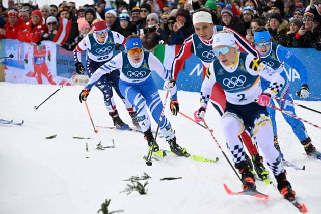 LKS 20260210 Jasmi Joensuu (2ndL) of Finland competes during the women s Sprint Classic Quarter Finals at the Milano Cortina Winter Olympics at the Tesero Cross Country Skiing Stadium on February 10, 2026. - MARKKU ULANDER Tesero Italy MdpnzG-P2Gw  Copyright: xMarkkuxUlanderx MdpnzG-P2Gw