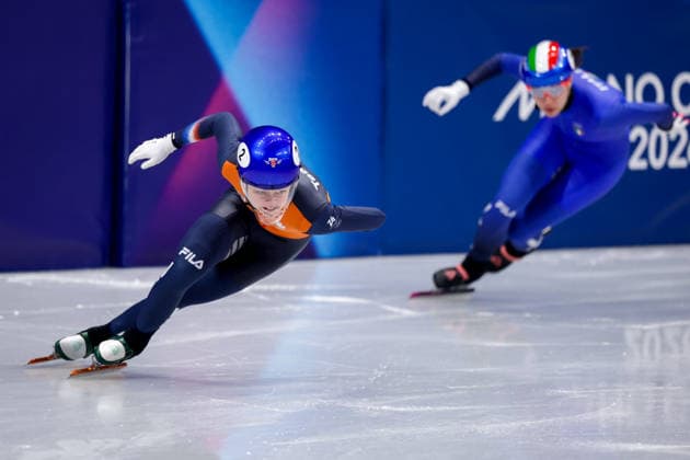 2026-02-10 Short Track Speed skating, Eisschnelllauf - Milano Cortina 2026 Winter Olympics - Day 4 MILAN, ITALY - FEBRUARY 10: Xandra Velzeboer of the Netherlands competing in the Women s 500m during Day 4 of Short Track Speed Skating - Milano Cortina 2026 Winter Olympics at Milano Ice Skating Arena on February 10, 2026 in Milan, Italy. (Photo by Joris Verwijst BSR Agency) Milan Italy Content not available for redistribution in The Netherlands directly or indirectly through any third parties. Copyright: xBSRxAgencyx
