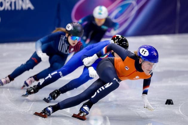 2026-02-10 Short Track Speed skating, Eisschnelllauf - Milano Cortina 2026 Winter Olympics - Day 4 MILAN, ITALY - FEBRUARY 10: Michelle Velzeboer of the Netherlands competing in the Women s 500m during Day 4 of Short Track Speed Skating - Milano Cortina 2026 Winter Olympics at Milano Ice Skating Arena on February 10, 2026 in Milan, Italy. (Photo by Joris Verwijst BSR Agency) Milan Italy Content not available for redistribution in The Netherlands directly or indirectly through any third parties. Copyright: xBSRxAgencyx